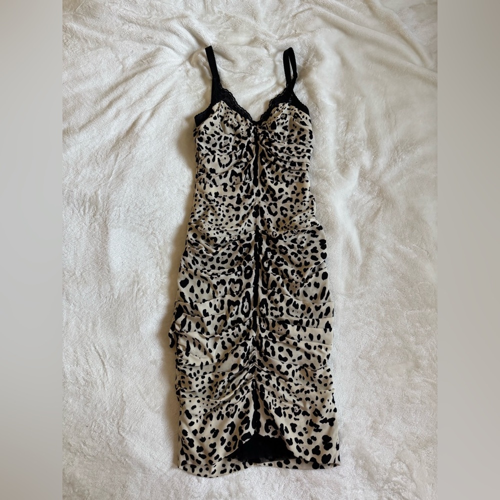 Dolce & Gabbana Black and Leopard Print Dress